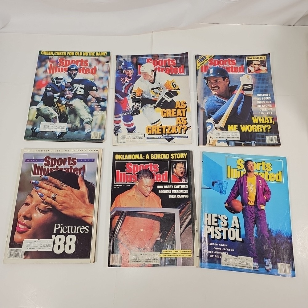 Vintage Sports Illustrated Magazines Lot 6 1988 1989 Lemieux Gretzky Boggs Tyson